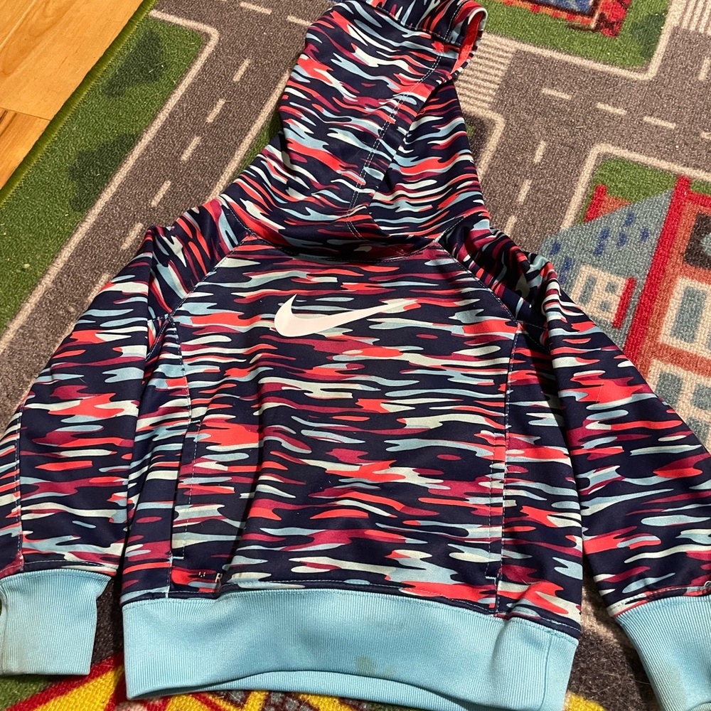 Nike Girls Navy, Pink & Light Blue Camo Hoodie